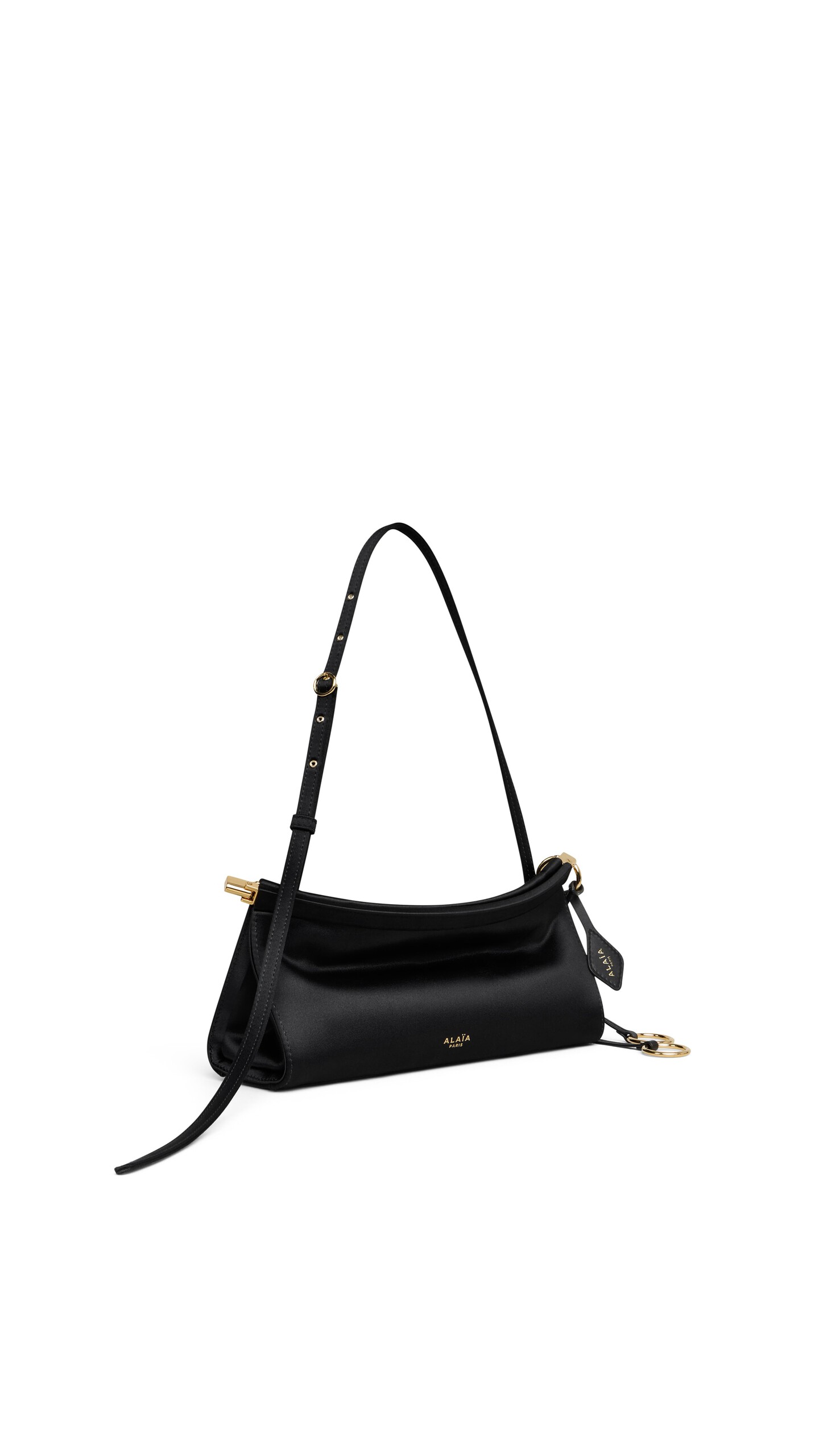 ALA&Iuml;A LE CLICK EAST WEST SMALL BAG IN SATIN BLACK - View 2