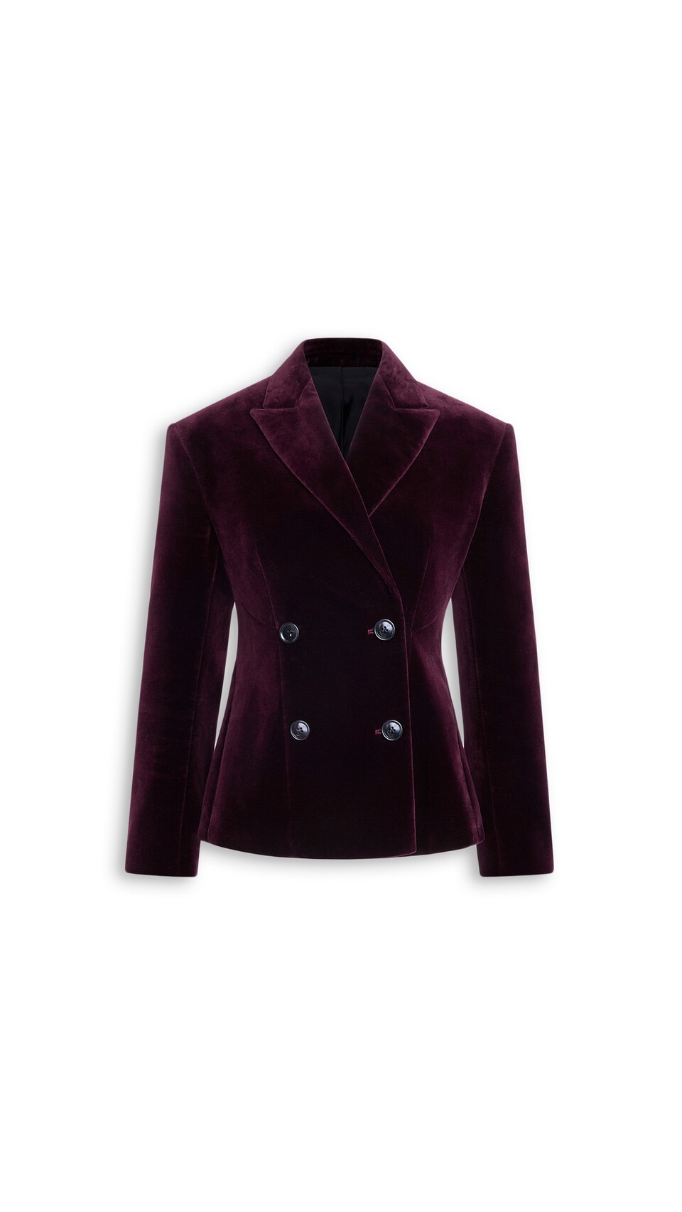 ALA&Iuml;A COTTON VELVET DOUBLE-BREASTED JACKET EGGPLANT