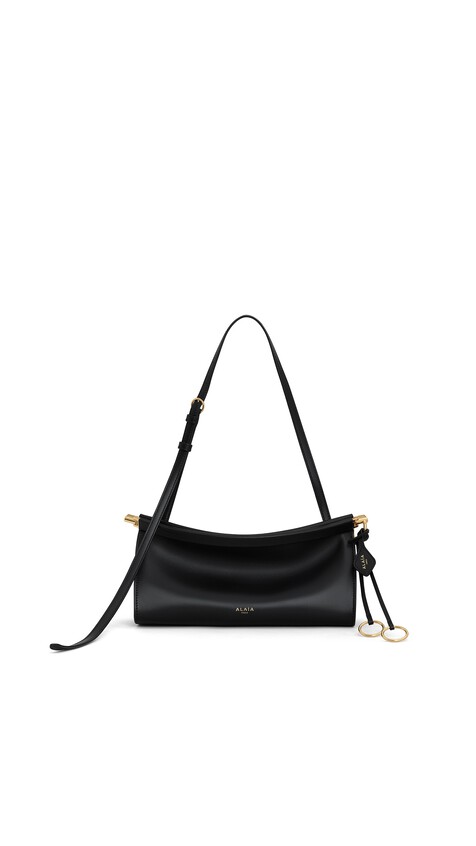 ALA&Iuml;A LE CLICK EAST WEST SMALL BAG IN CALFSKIN BLACK