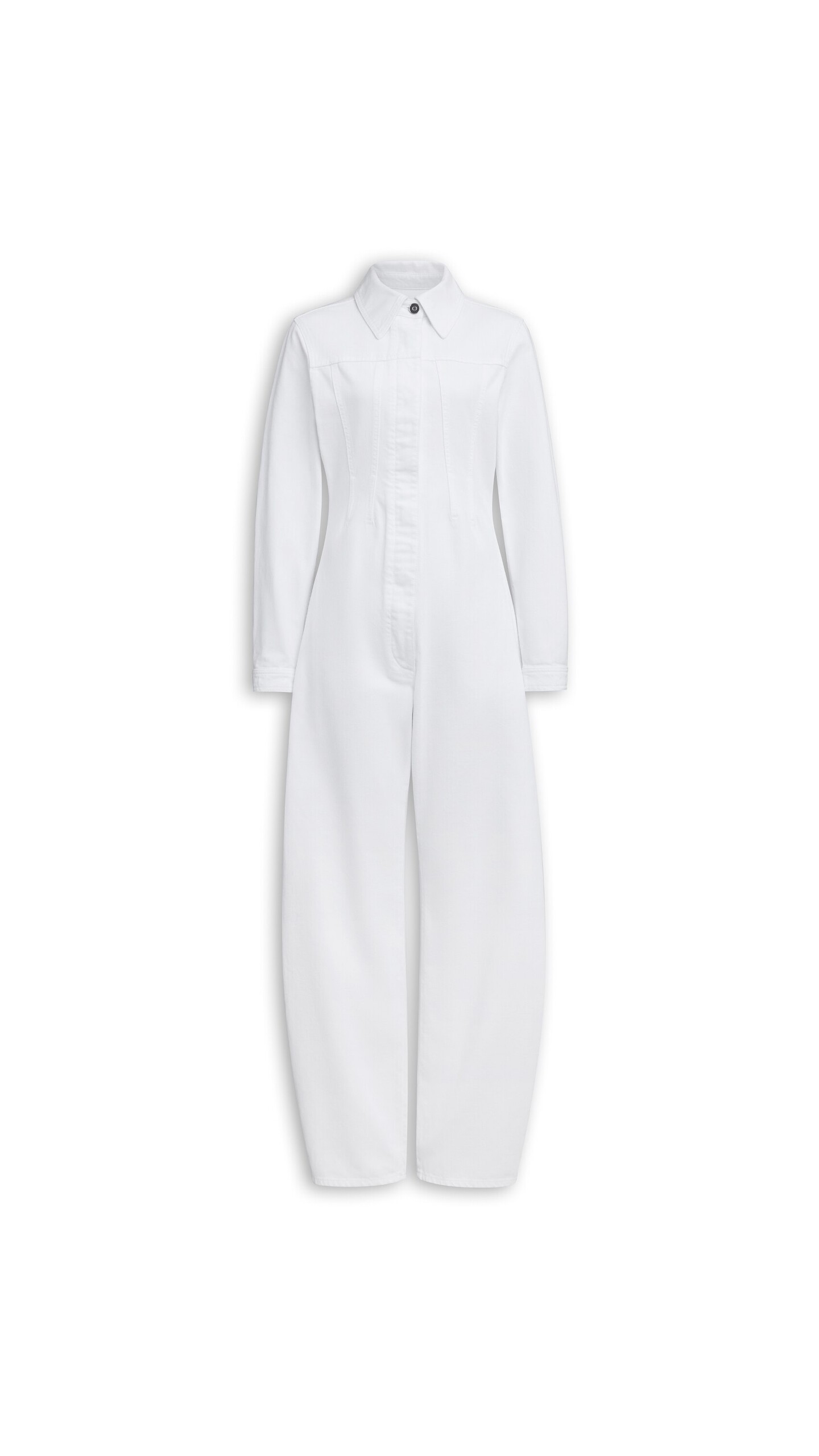 ALA&Iuml;A ROUND DENIM JUMPSUIT WHITE