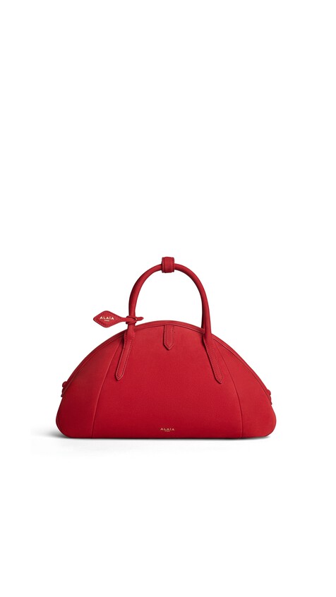 ALA&Iuml;A PURSE TOP HANDLE BAG IN NUBUCK BRIGHT RED