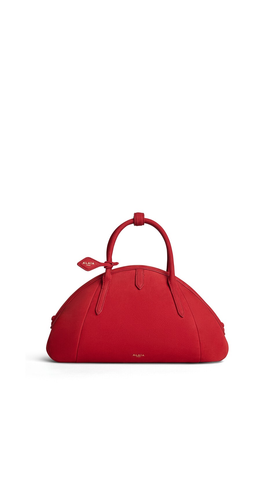 ALA&Iuml;A PURSE TOP HANDLE BAG IN NUBUCK BRIGHT RED