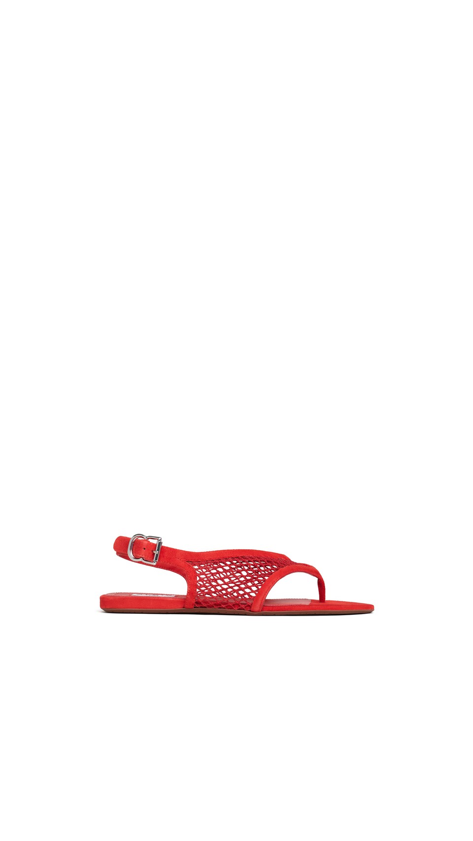 ALA&Iuml;A FISHNET THONG SANDALS IN SUEDE BURNT ORANGE