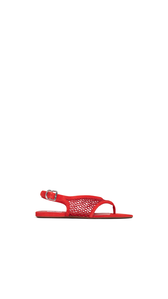 BURNT ORANGE - ALA&Iuml;A FISHNET THONG SANDALS IN SUEDE