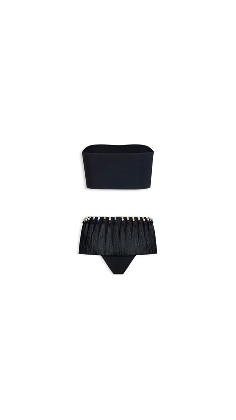 ALA&Iuml;A TASSEL BANDEAU BIKINI SET BLACK - View 2
