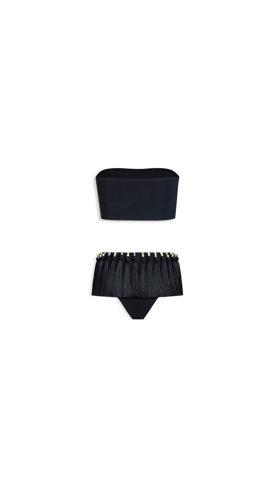 ALA&Iuml;A TASSEL BANDEAU BIKINI SET BLACK - View 2