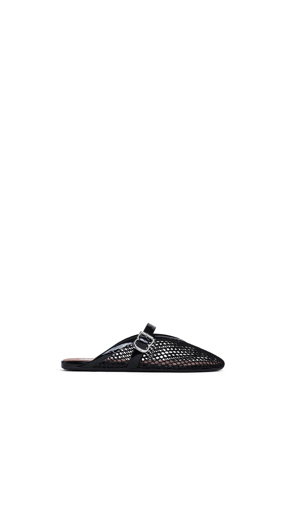 ALA&Iuml;A FLAT MULES IN FISHNET BLACK