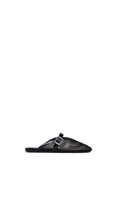 BLACK - ALA&Iuml;A FLAT MULES IN FISHNET