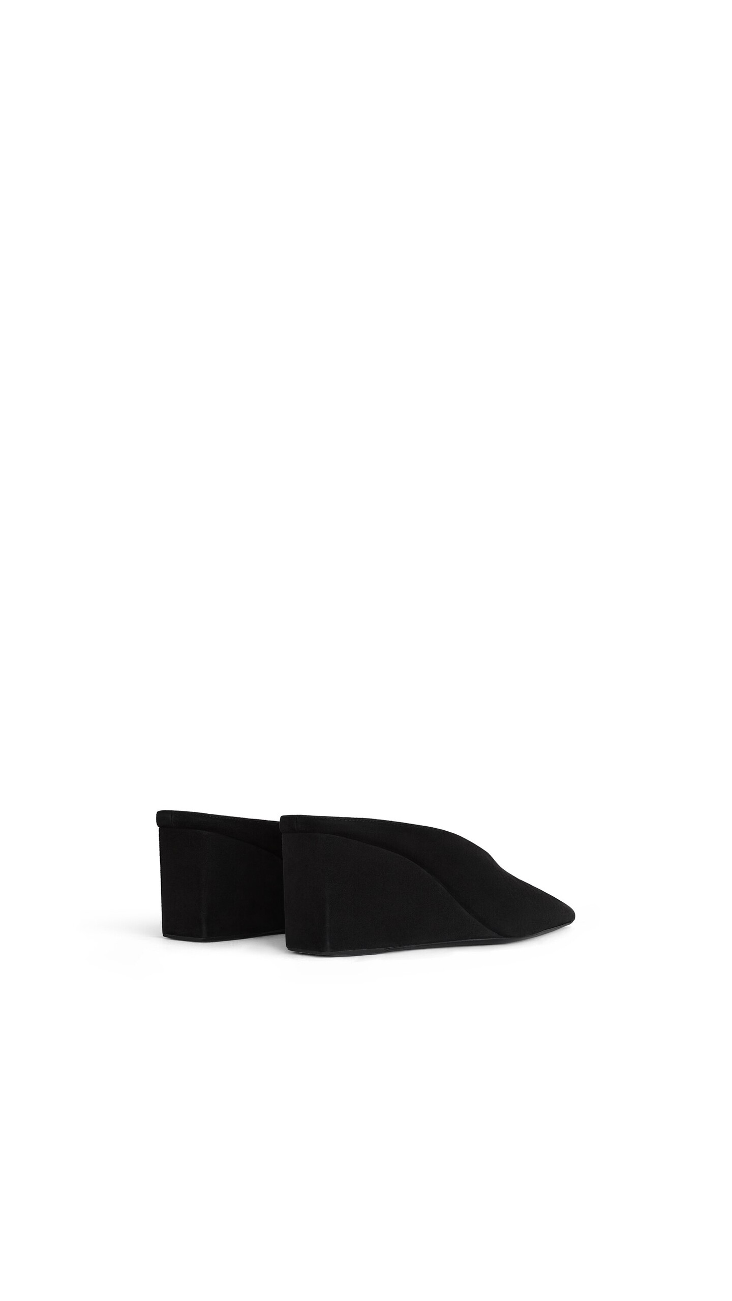 ALA&Iuml;A CUBE WEDGE MULES IN SUEDE BLACK - View 3