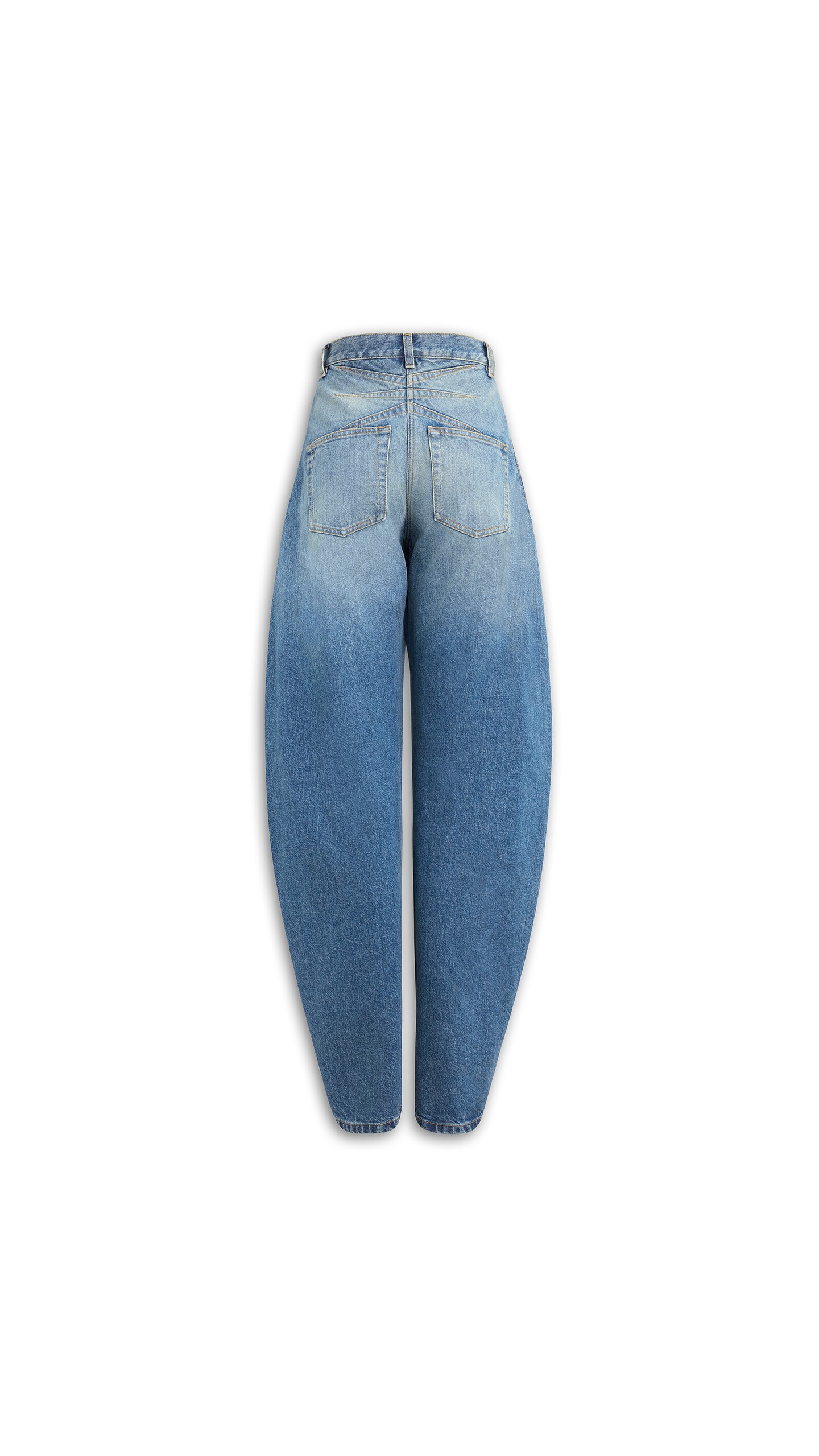 ALA&Iuml;A BARREL-LEG JEANS IN FADED DENIM VINTAGE BLUE - View 2