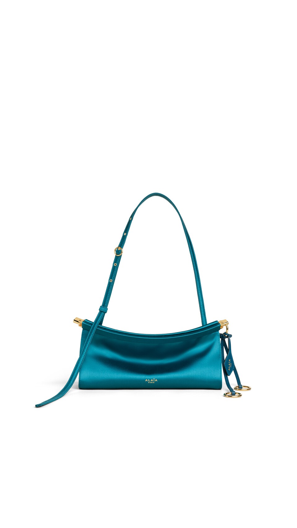 ALA&Iuml;A LE CLICK EAST WEST SMALL BAG IN SATIN EMERALD