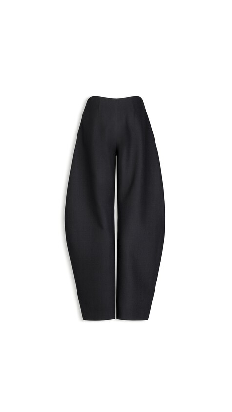 ALA&Iuml;A ROUND WOOL CREPE PANTS ANTHRACITE - View 2