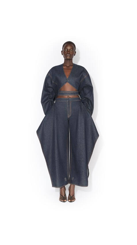 ALA&Iuml;A RUFFLE JEANS BLUE - View 2