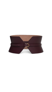 GARNET RED - ALA&Iuml;A DOUBLE BUSTIER BELT IN CALFSKIN