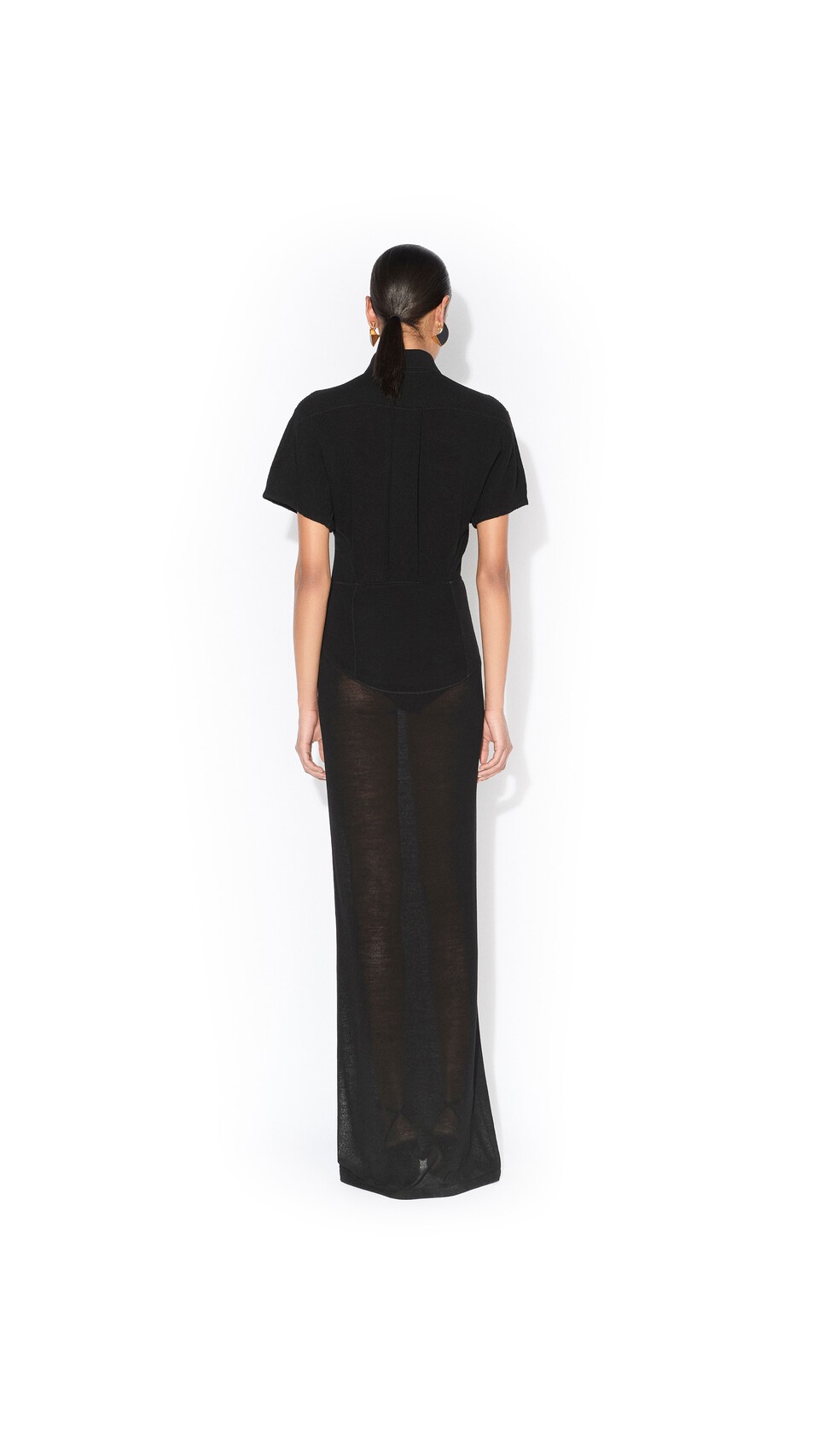 ALA&Iuml;A WOOL-BLEND POLO DRESS BLACK - View 3
