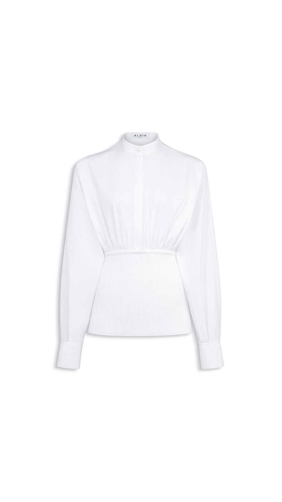 ALA&Iuml;A HEMD AUS BAUMWOLLPOPELINE MIT GERIPPTER TAILLE WEI&szlig;