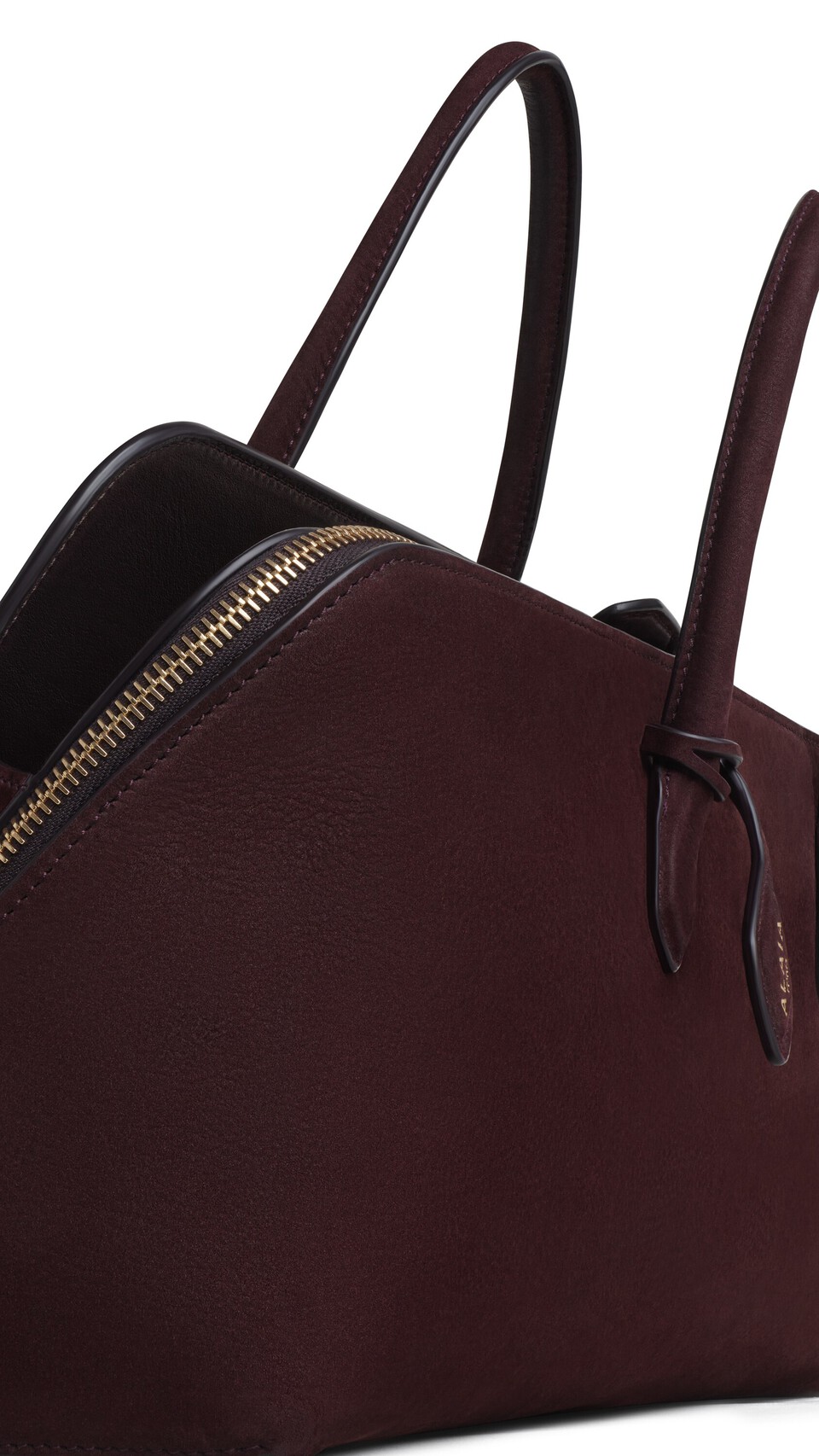 ALA&Iuml;A DELTA MEDIUM BAG IN NUBUCK BORDEAUX - View 3