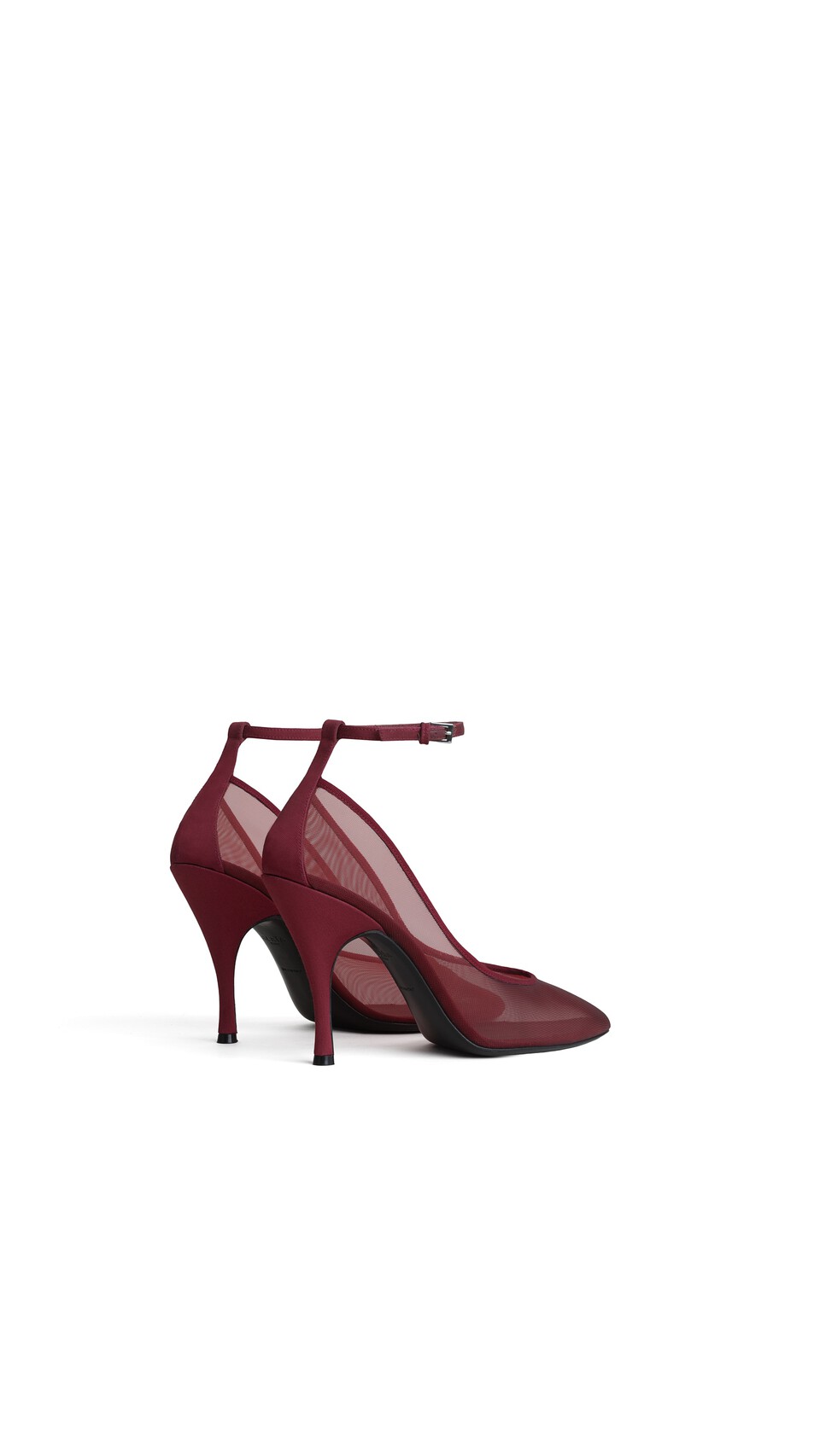 ALA&Iuml;A STRAPPY PUMPS IN MESH BORDEAUX - View 3