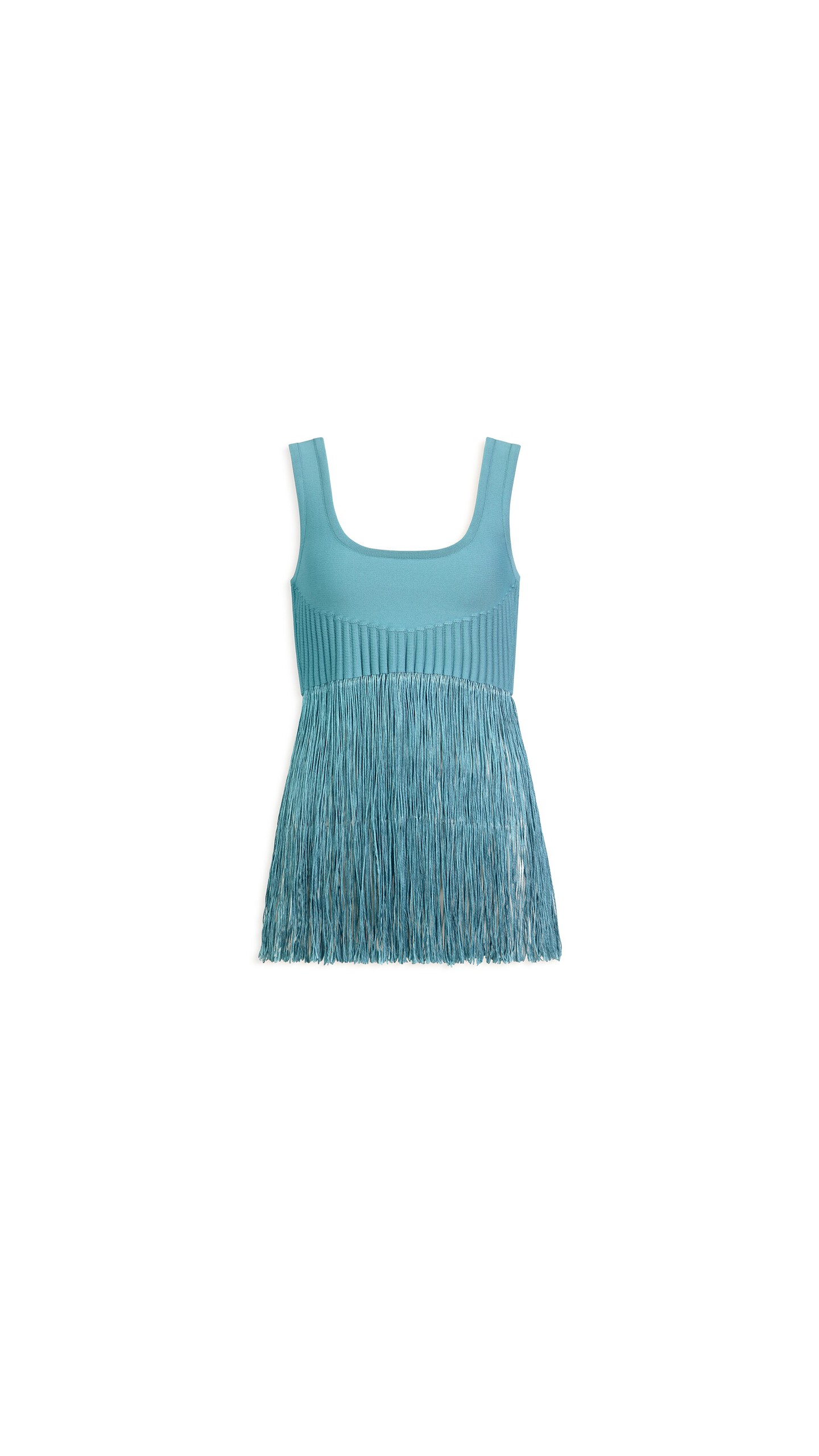 ALA&Iuml;A FRINGED KNIT TOP BLUE GREY