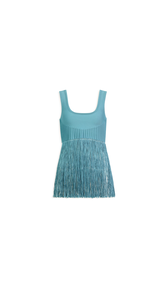 BLUE GREY - ALA&Iuml;A FRINGED KNIT TOP