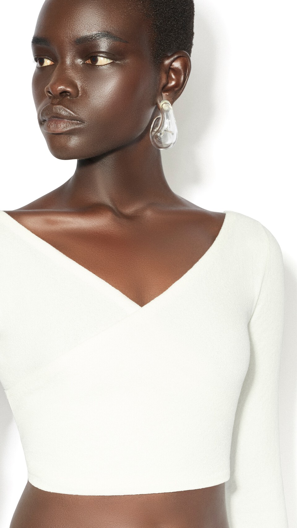 ALA&Iuml;A ASYMMETRIC COTTON CREPE SKIRT NATURAL WHITE - View 4