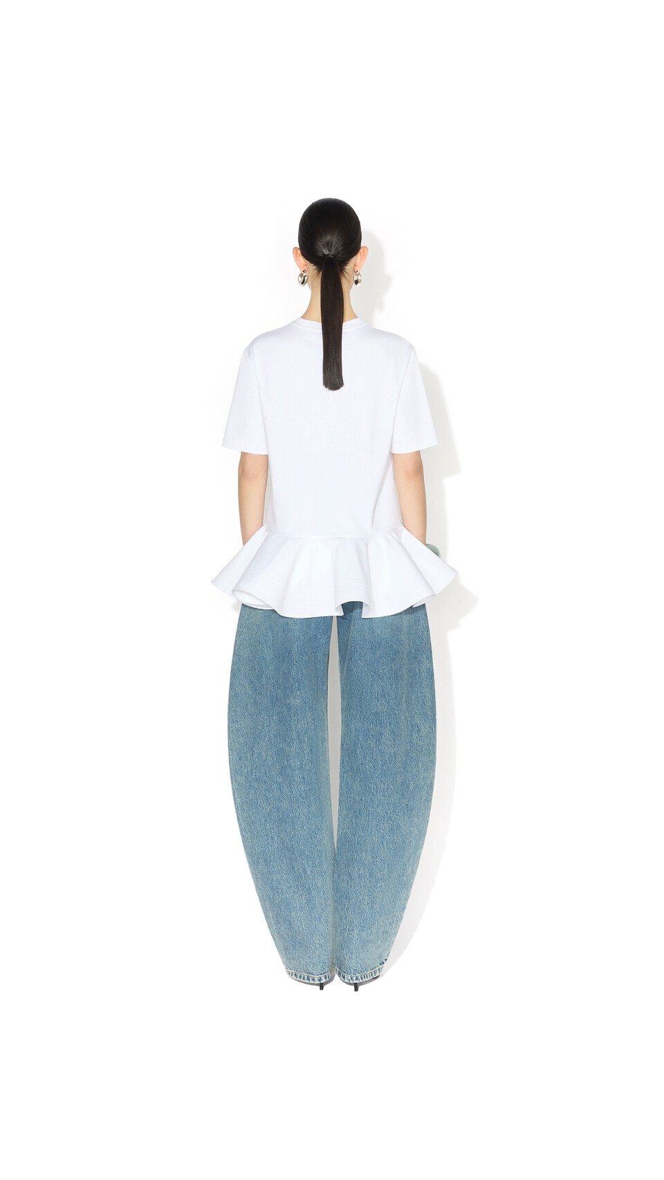 ALA&Iuml;A COTTON JERSEY CRINOLINE T-SHIRT WHITE - View 3