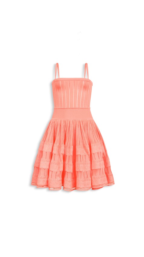 ALA&Iuml;A SHINY CRINOLINE DRESS CORAL