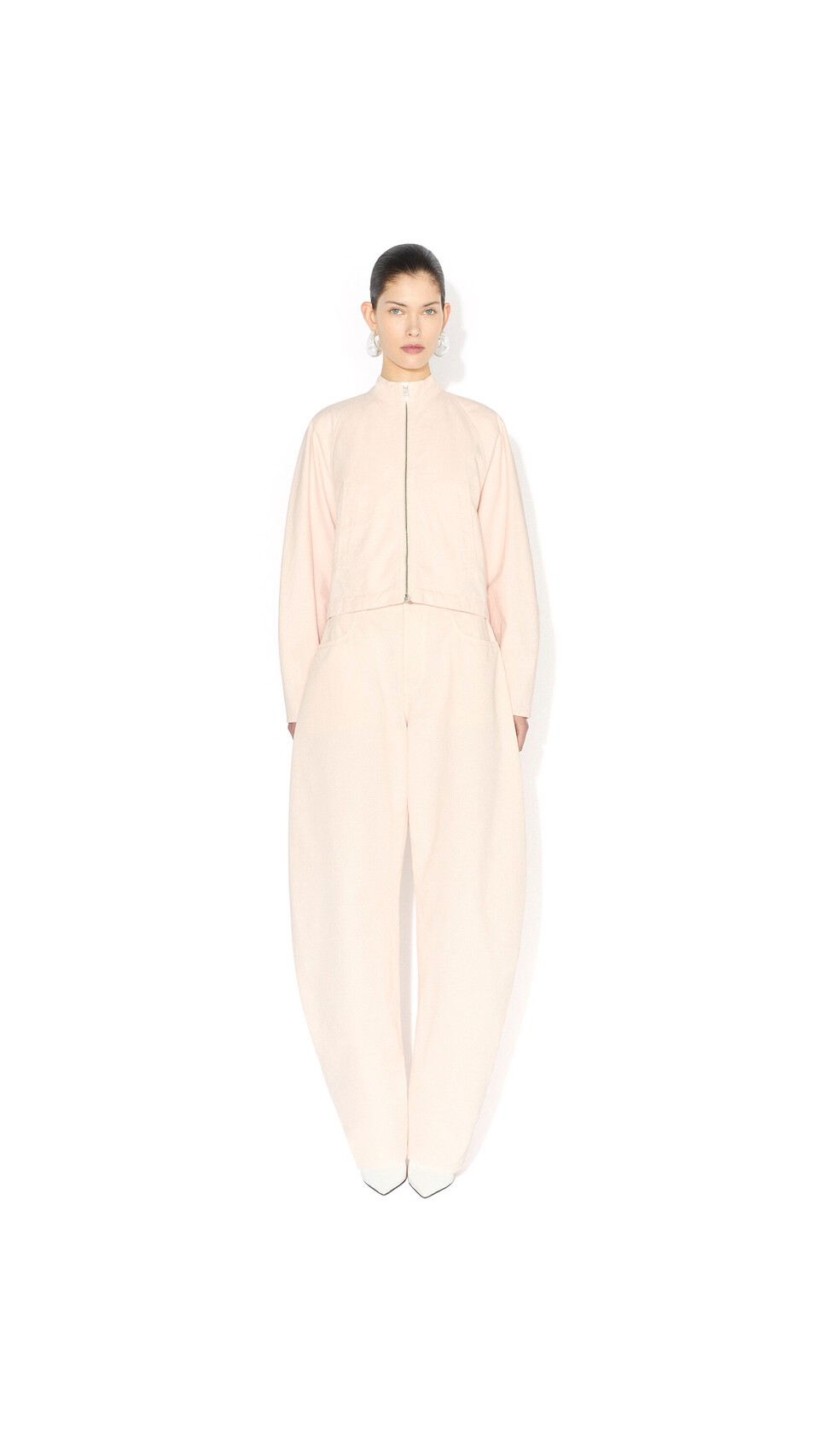 ALA&Iuml;A ROUND DENIM JACKET PINK - View 2