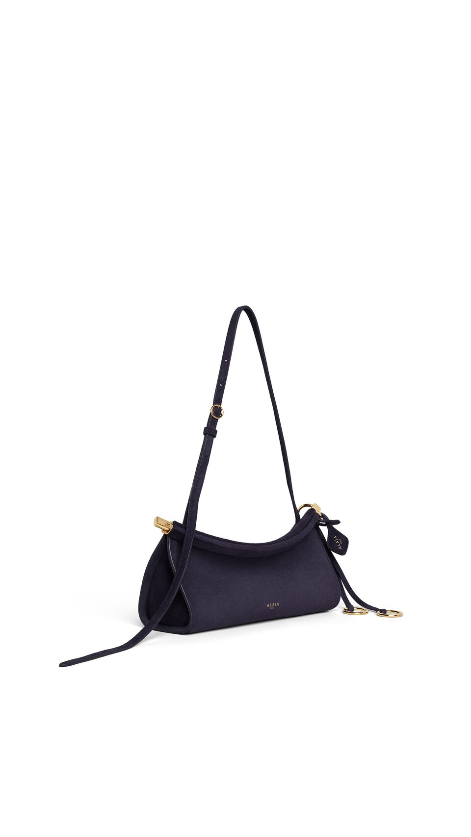 ALA&Iuml;A LE CLICK EAST WEST SMALL BAG IN SUEDE EGGPLANT - View 2