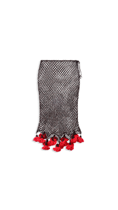 BROWN/RED - ALA&Iuml;A FLORAL CROCHET SKIRT