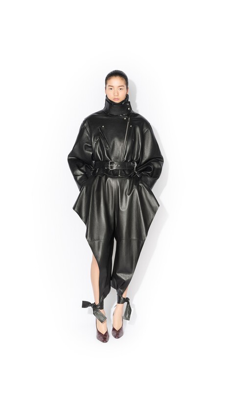 ALA&Iuml;A LAYERED LEATHER  BIKER JACKET BLACK - View 2