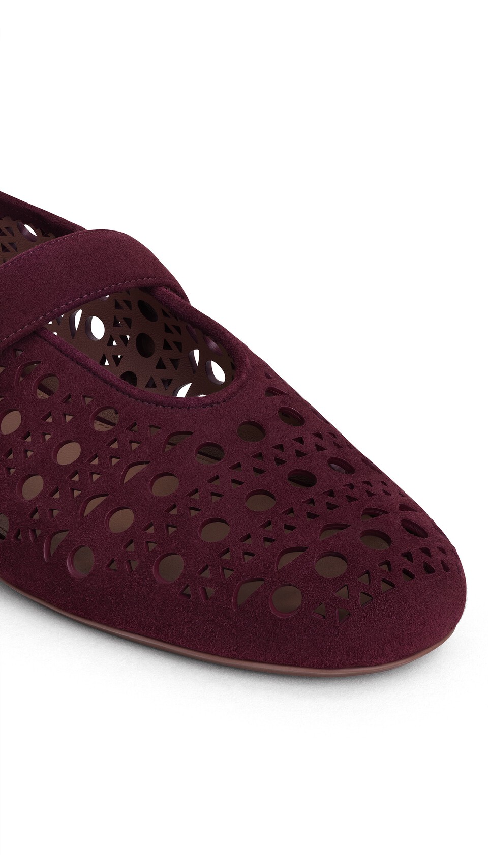 ALA&Iuml;A BALLET FLATS VIENNE IN SUEDE GARNET RED - View 3