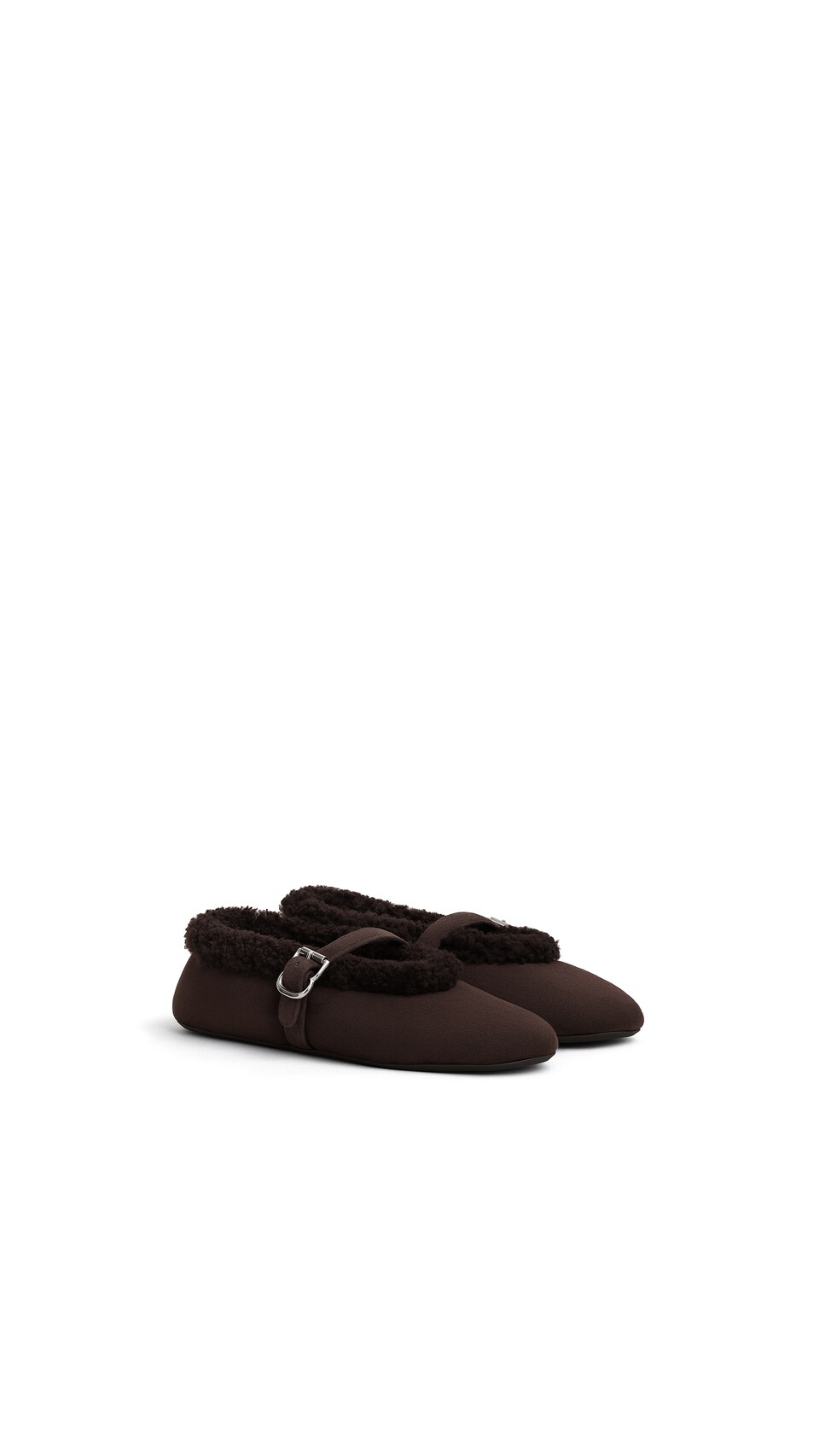 ALA&Iuml;A BALLET FLATS IN MERINO SHEARLING CHESTNUT - View 2