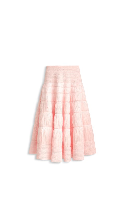 ALA&Iuml;A RAFFIA SKIRT PINK