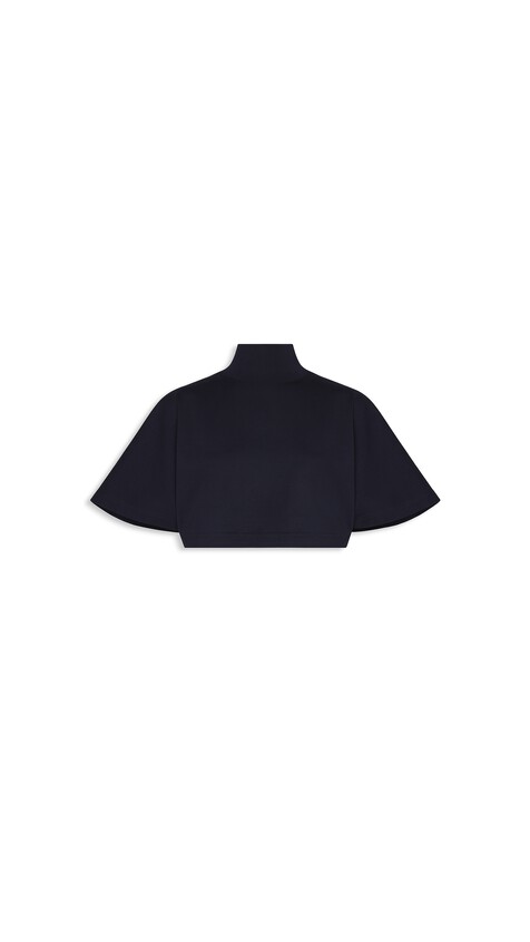 ALA&Iuml;A CROPPED COTTON JERSEY T-SHIRT BLACK