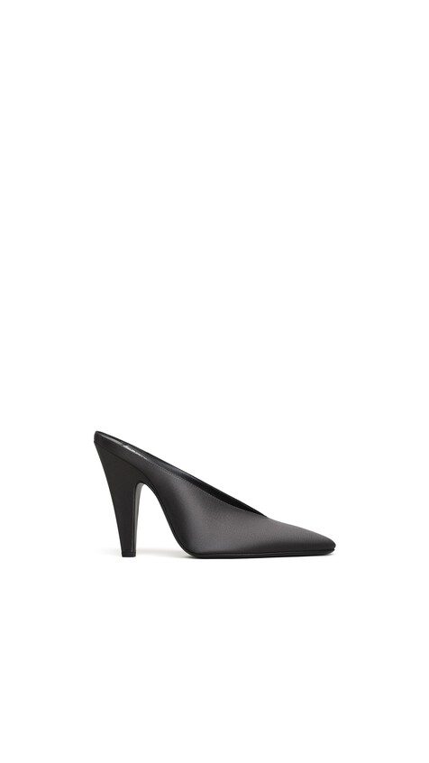 ALA&Iuml;A CONE MULES IN SATIN ANTHRACITE/DARK GREY