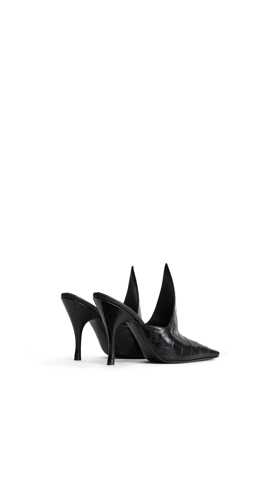ALA&Iuml;A MULES IN CROCODILE EMBOSSED CALFSKIN BLACK - View 3