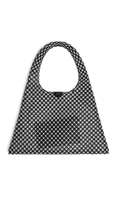 BLACK/WHITE - ALA&Iuml;A ONE PIECE HOBO BAG IN LEATHER NET