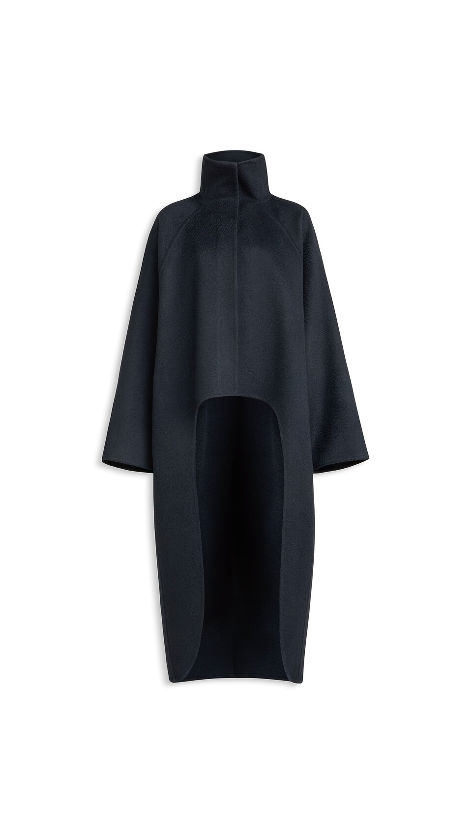 ALA&Iuml;A ASYMMETRIC DOUBLE FACE CACHMERE COAT MIDNIGHT