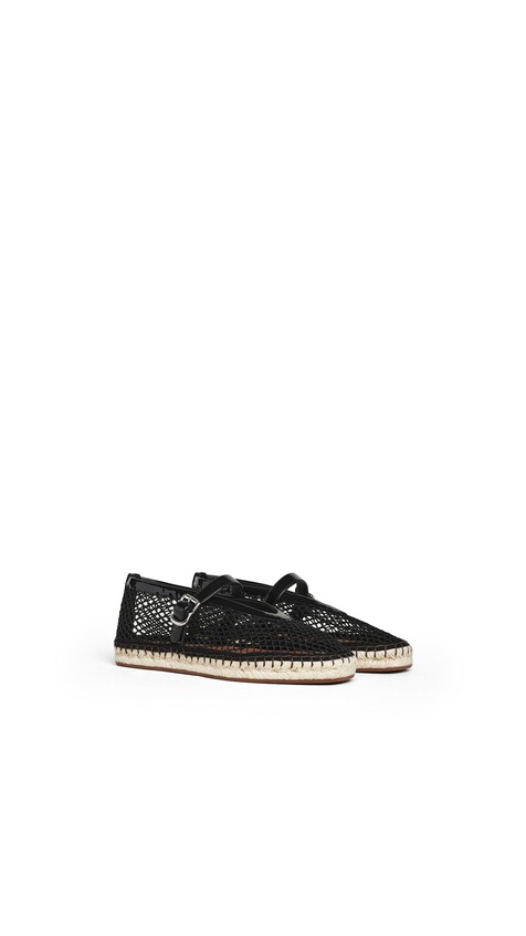 ALA&Iuml;A ESPADRILLES IN FISHNET AND PATENT LEATHER BLACK - View 2