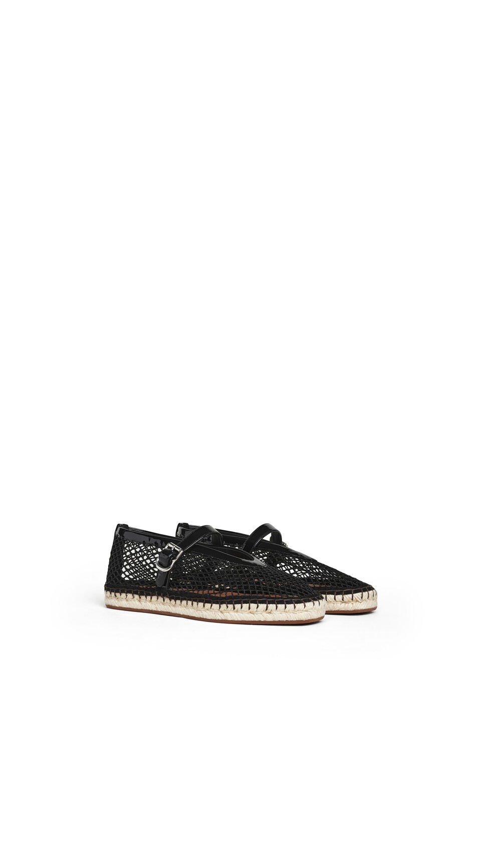 ALA&Iuml;A ESPADRILLES IN FISHNET AND PATENT LEATHER BLACK - View 2