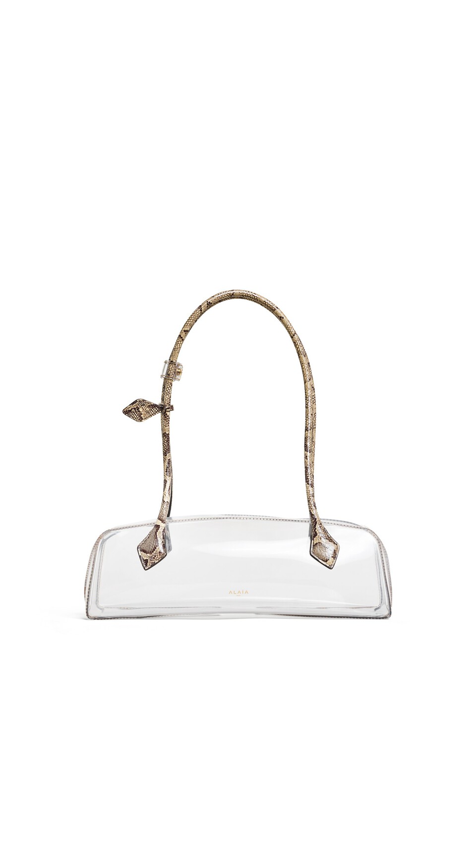 ALA&Iuml;A LE TECKEL MEDIUM BAG IN POLYURETHANE AND AYERS LEATHER HONEY - View 5