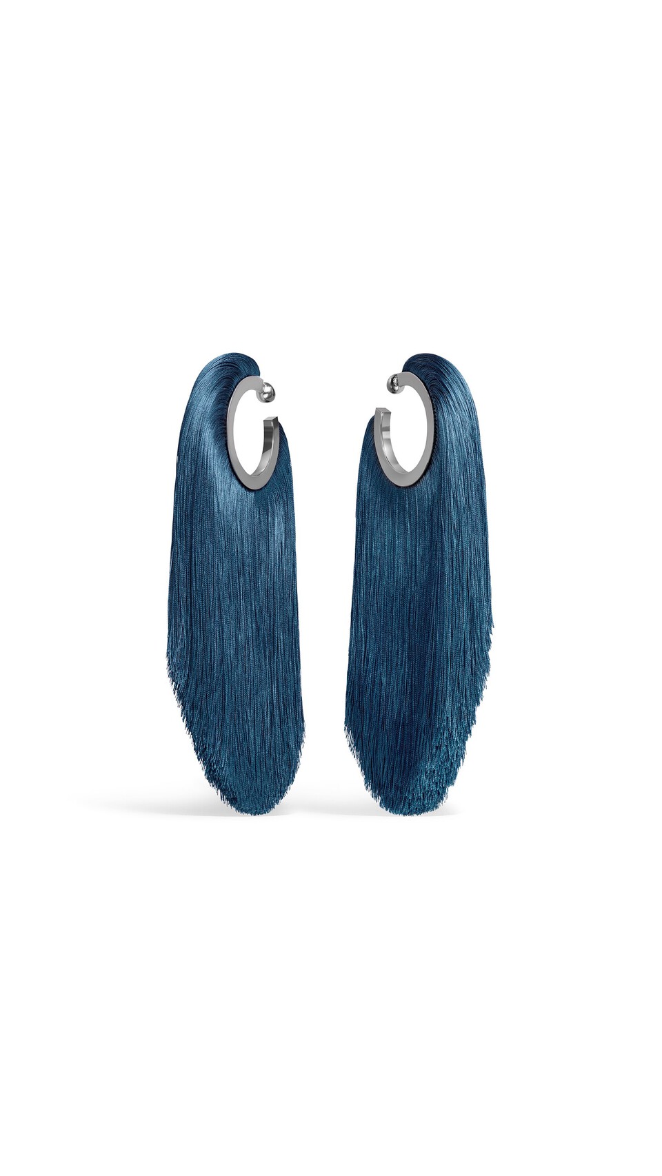 ALA&Iuml;A FRINGED HOOP EARRINGS BLUE - View 3