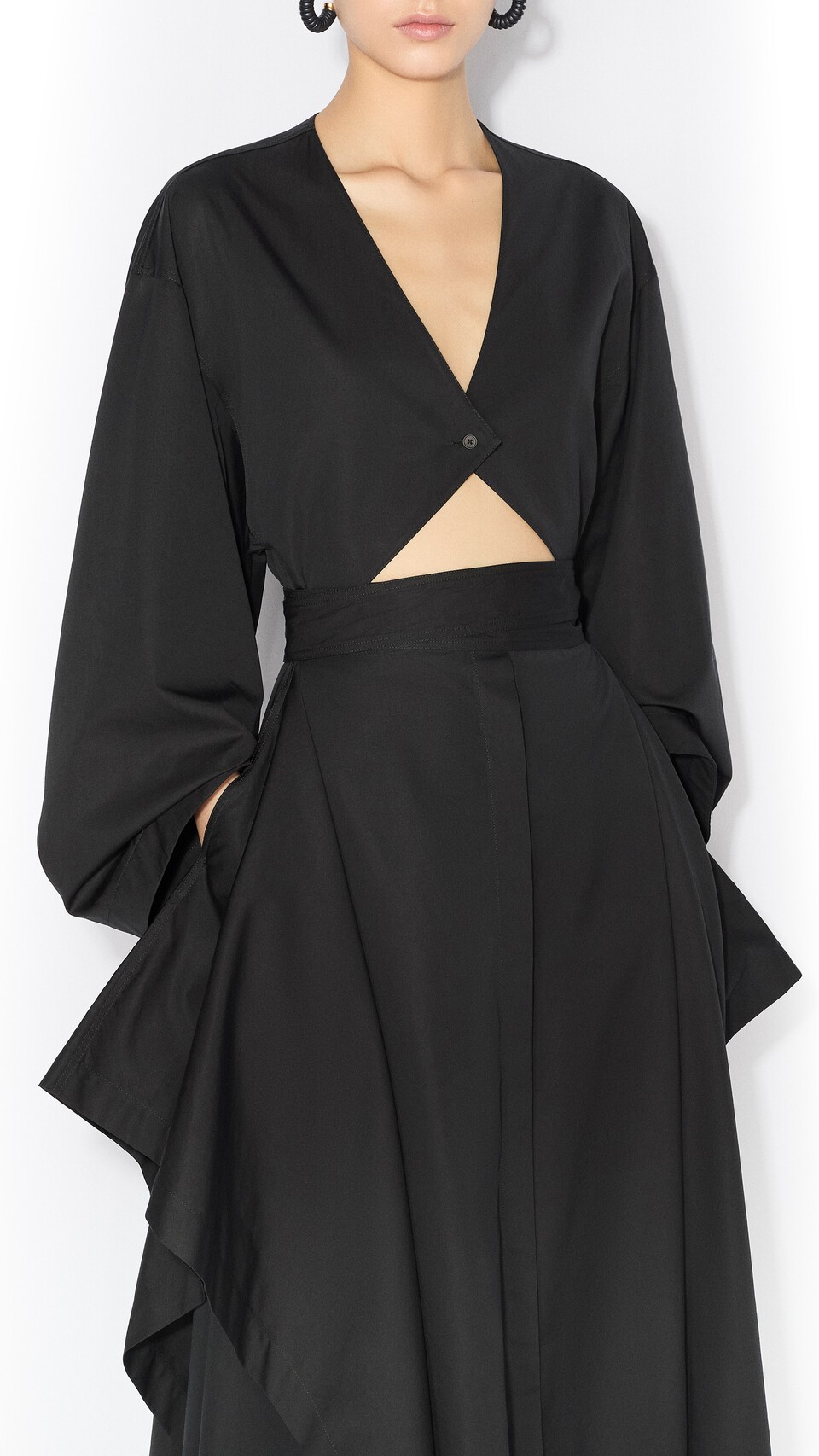 ALA&Iuml;A POPLIN TRENCH DRESS BLACK - View 4