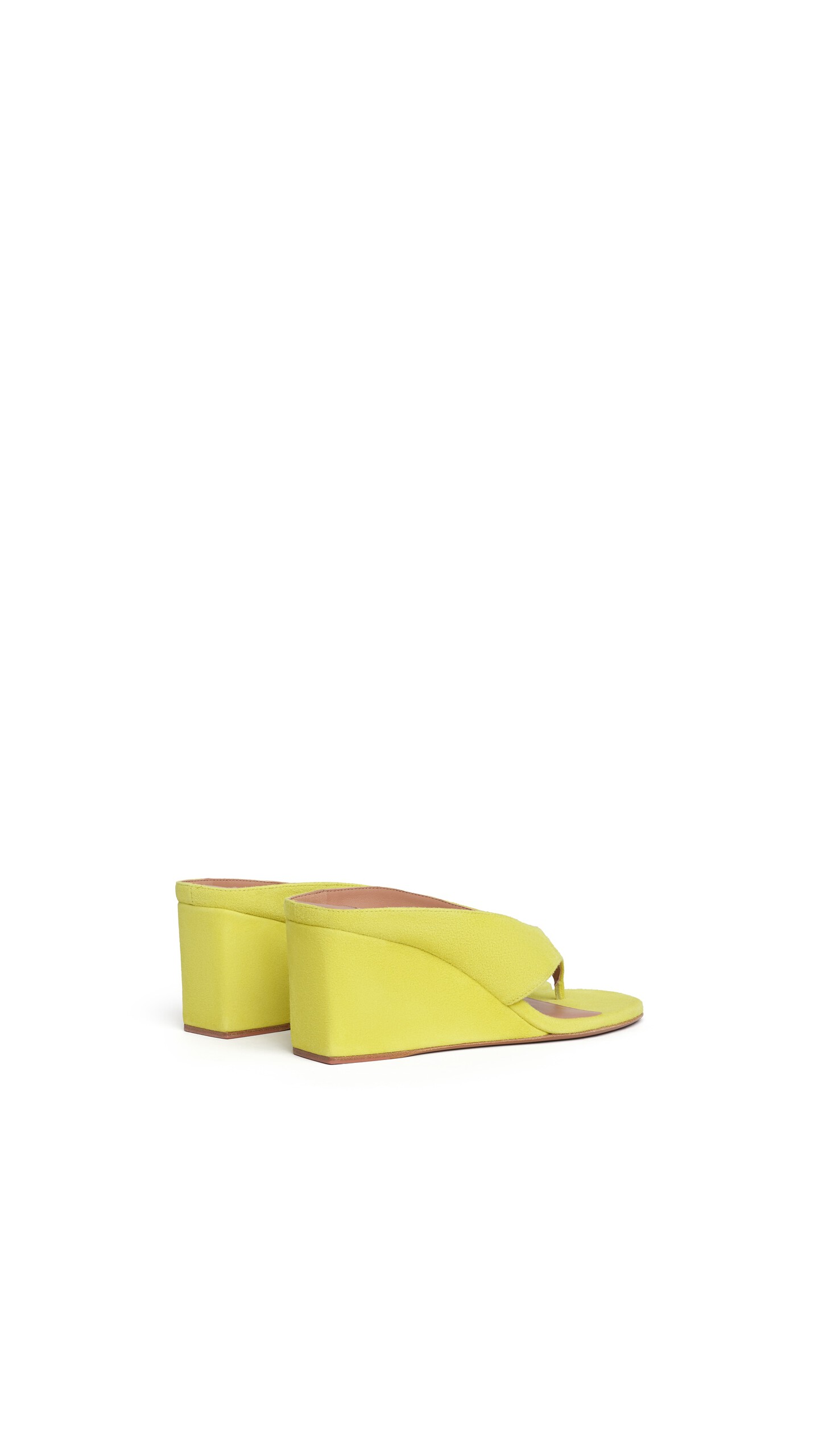 ALA&Iuml;A CUBE THONG MULES IN SUEDE LEMON YELLOW - View 3