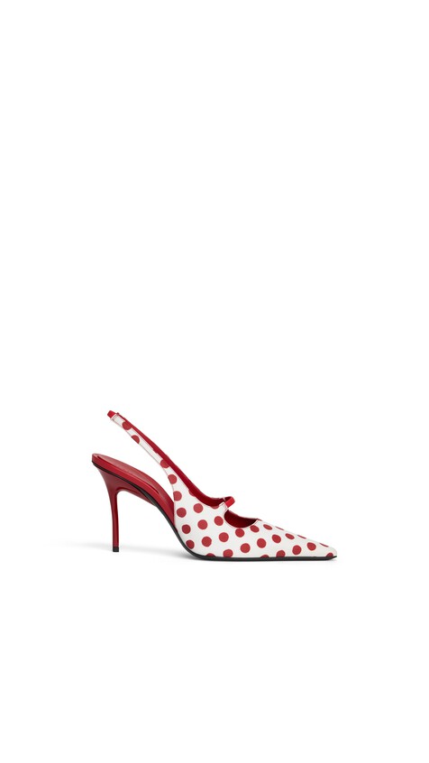 ALA&Iuml;A DROP SLINGBACKS IN POLKA DOTS PRINT RED/WHITE