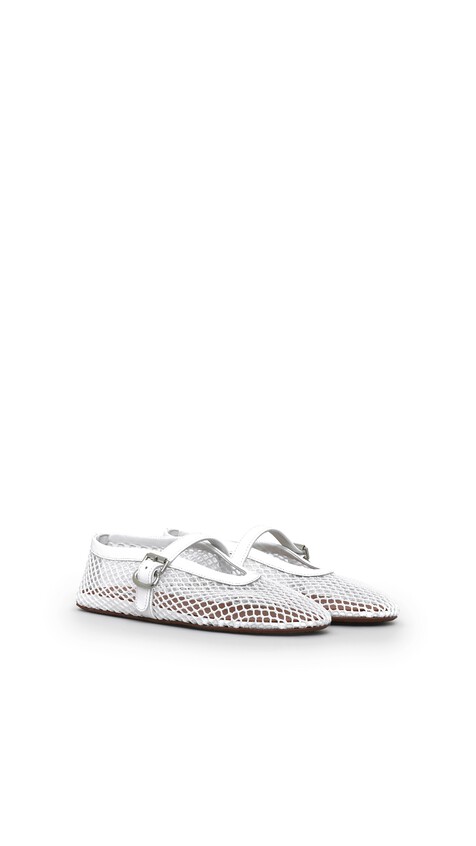 ALA&Iuml;A BALLET FLATS IN FISHNET OPTICAL WHITE - View 2