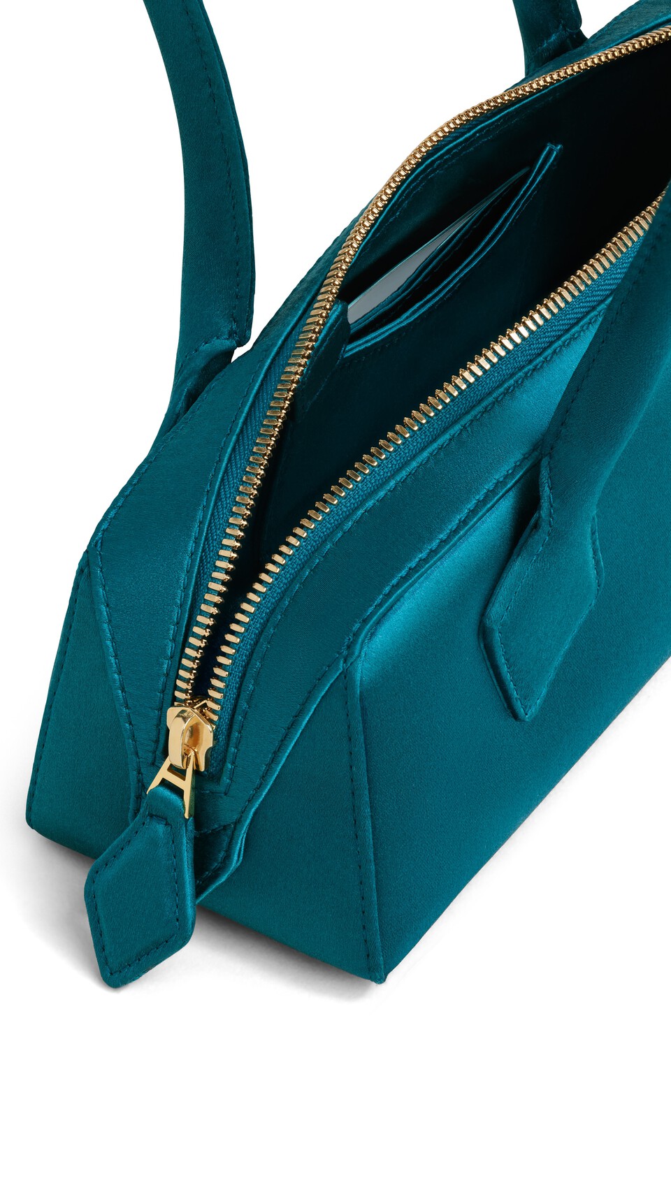ALA&Iuml;A LE TECKEL SMALL BAG IN SATIN EMERALD - View 3