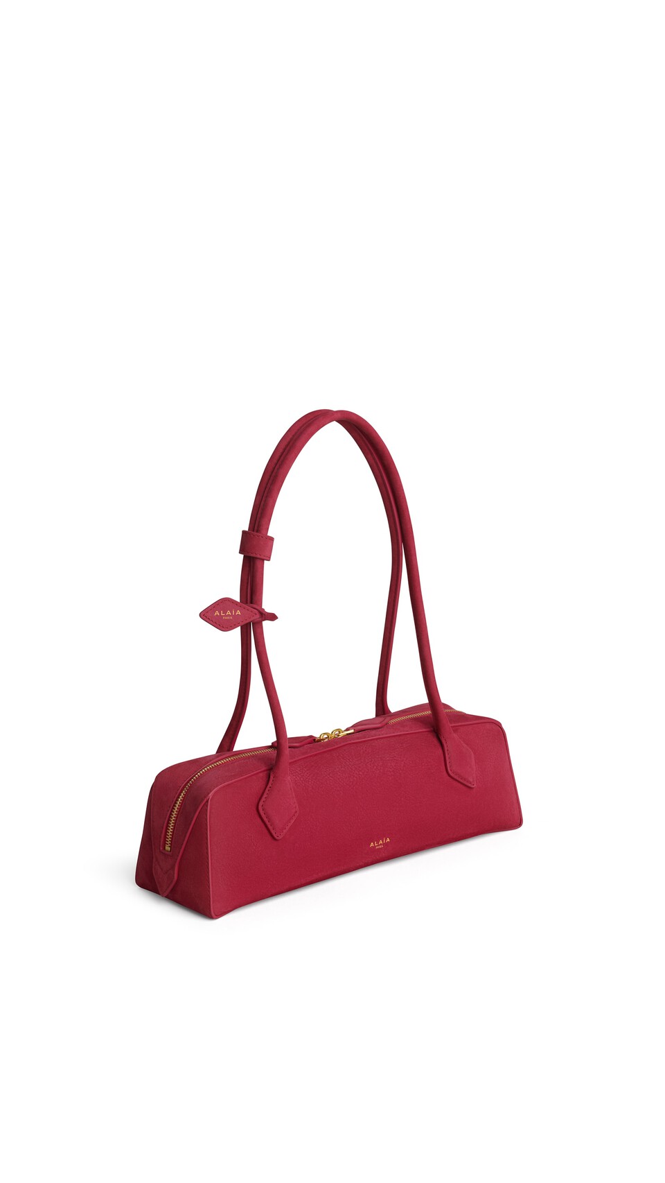 ALA&Iuml;A LE TECKEL MEDIUM BAG IN NUBUCK RASPBERRY - View 2