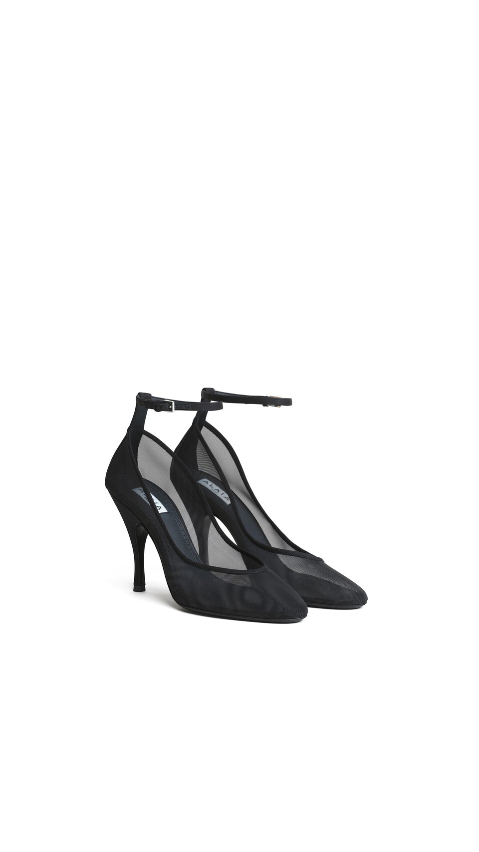 ALA&Iuml;A STRAPPY PUMPS IN MESH BLACK - View 2